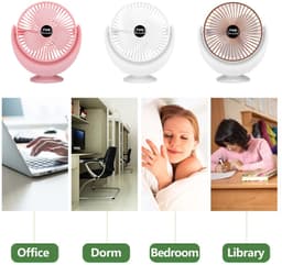 Oplaadbare ventilator op accu, krachtige luchtstroom, lange gebruiksduur, kleine USB-bureauventilator — thumbnail 3