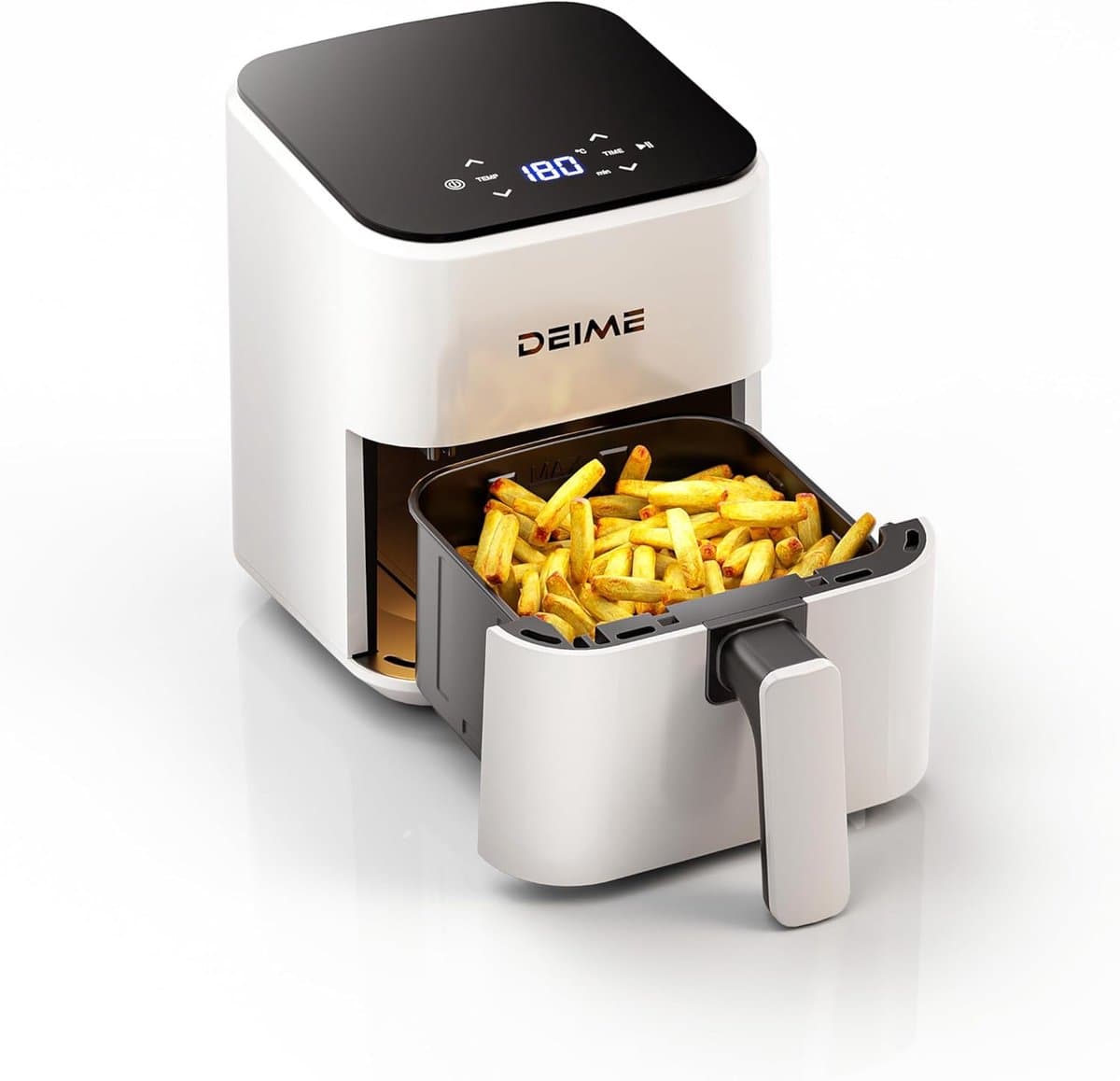 Airfryer 2,5 Liter – Compacte Heteluchtfriteuse – Digitaal Touchscreen – Vaatwasmachinebestendig – Voor 1-2 Personen – 1000W Wit — afbeelding 1