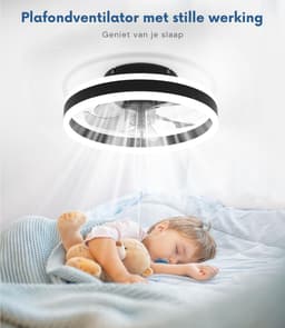 Thuys - Plafondventilator met LED Verlichting - 48W - Dimbaar - Afstandsbediening & App - 6 Snelheden - Zomer/Winterfunctie - Zwart — thumbnail 3