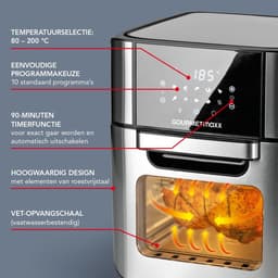 Hetelucht friteuse - Airfryer oven - Vetarm koken - XXL 12 liter inhoud - 1800 Watt - Zilver — thumbnail 4