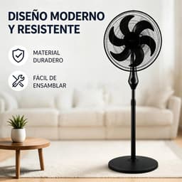Wentinkmo zwarte staande ventilator - Krachtig 55W motor - verstelbare hoogte totaal 130 cm - 3 snelheden — thumbnail 5