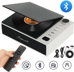 Draagbare Bluetooth CD-speler - Retro CD-speler - 7 Afspeelmodi met FM, USB en AUX - 4000mAh Accu tot 4,5 Uur - Stereo Audio-uitgang - Transparante Stofkap - Voor Thuis, Kantoor, Klaslokaal, Auto en Kamperen — thumbnail 1
