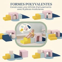 Motoriek voor baby's, 8 stuks, klimspeelgoed, bouwstenen van schuim met afneembare en wasbare fluwelen hoezen, educatief speelgoed voor kleuters en kleuters — thumbnail 3