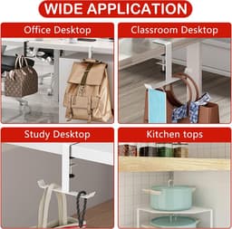 Bureau-handtashanger - houder voor portemonnee, rugzak en meer, klem aan bureau/tafel/kast, ruimtebesparend en rommelverminderend - zwart — thumbnail 5