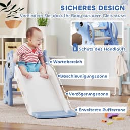 Kinderrutsche, 3 in 1, Kleinkinderrutsche mit Basketballkorb, Rutsche mit Basketball für Kinder 1 bis 3 Jahre, Indoor, Blau 106 x 51,5 x 52 cm — thumbnail 4