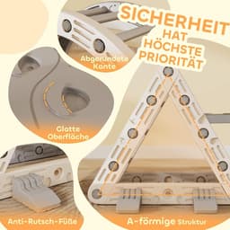 Klettergerüst Indoor, 5 in 1 Kletterdreieck mit Rutsche, Kletterbogen, inkl. doppelseitige Rampe, Spielplatz Indoor für Kinder 18-48 Monate, Grau+Weiß — thumbnail 5