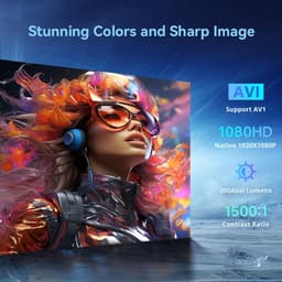 KZQ Mini beamer met WiFi en Bluetooth Full HD 1080P native 4K ondersteuning auto focus en keystone 180° rotatie ingebouwde streaming apps voor thuisbioscoop en outdoor — thumbnail 4