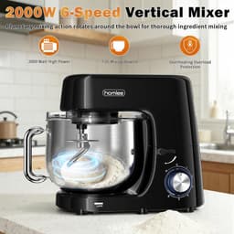 Keukenmachine - Mixer Kom - Deeg Kneden - Krachtige Motor - 7.2 Liter Kom - Zwart — thumbnail 3