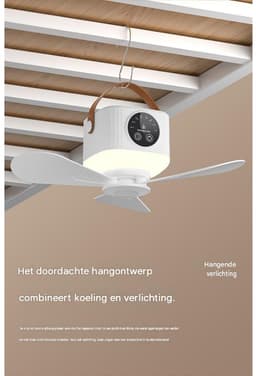 GELLDG Plafondventilator met Verlichting - Draadloze Kleine Deckenventilator met USB Oplaadbare Accu en Timer - Geschikt voor Camping, Pavillon en Terras - 8.5x8cm - Kunststof - Inclusief Draadloze Afstandsbediening — thumbnail 3