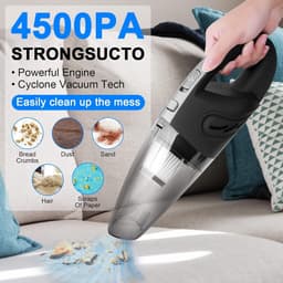 120W Handstofzuiger Voor Auto - Draagbare Stofzuiger met HEPA Filter - USB Oplaadbaar - Nat & Droog Stofzuigers - 5 Accessoires marterverjager auto — thumbnail 3