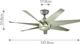Plafondventilator met verlichting - Lehr II - 54in / 137cm ventilator - Antiek satijnen zilver — thumbnail 4