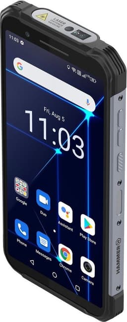 Hammer Construction 4G Bouwtelefoon en een lasermeter ineen - 6" scherm - 6 GB RAM geheugen - 128 GB - 16 Mpx - Android 12 - Zwart/ Zilver — thumbnail 4