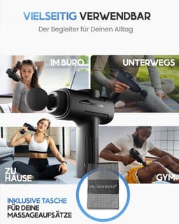 Massage Pistool 6 massagekoppen 3200 omw-min USB-C-aansluiting spiermassage gun zwart — thumbnail 4
