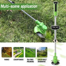 Accugrasmaaier - 2 x accu - Groen - Elektrische - Professionele - Grasmaaier - Verstelbare Snijder - Draadloze - Grasmaaier - Tuin - 100-135cm - Zaagblad - Maaiblad - Grastrimmer — thumbnail 2