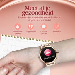 Golden Sound AMOLED Smartwatch Dames - 3 extra bandjes - Horloge dames - Geschikt voor elke laptop en smartphone - Stappenteller - Slaapmonitor - Saturatiemeter - 42mm — thumbnail 2