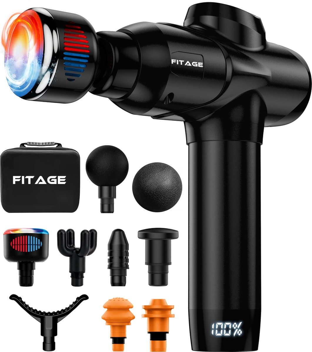 FITAGE Infrarood Massage Gun Professioneel - Warm & Koud Massage Apparaat - Massageapparaat Massagegun - Massage Pistool - Zwart — afbeelding 1