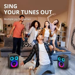 Tronsmart Halo 200 - Karaoke Partyspeaker - 120W 3-Weg Geluid - 18 Uur Batterij - IPX4 - 5 Lichtmodi - Met Gitaar & Mic Ingang - App EQ - Zwart — thumbnail 5