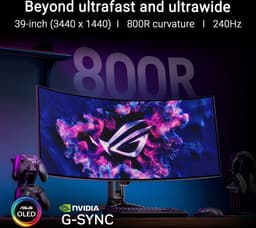 ASUS ROG Swift OLED PG39WCDM - 3440x1440 Curved OLED Gaming Monitor - 240Hz - 0.03ms - G-Sync Compatible - USB-C 90W - 39 Inch — thumbnail 3