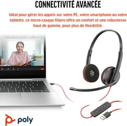 HP Poly Blackwire C3220 – On-ear headset – Kabel – Stereo – Zwart – Met microfoon en volumeregeling — thumbnail 2