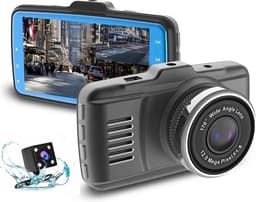 TechU™ Dashcam Dual Camera – M18 – Dashboardcamera – 3 inch Full HD Scherm – Nachtvisie – Looprecording – Bewegingssensor – G-sensor – Parkeermonitor – Incl. Achteruitrijcamera - voor auto -– Kerst & Kerstcadeau — thumbnail 1