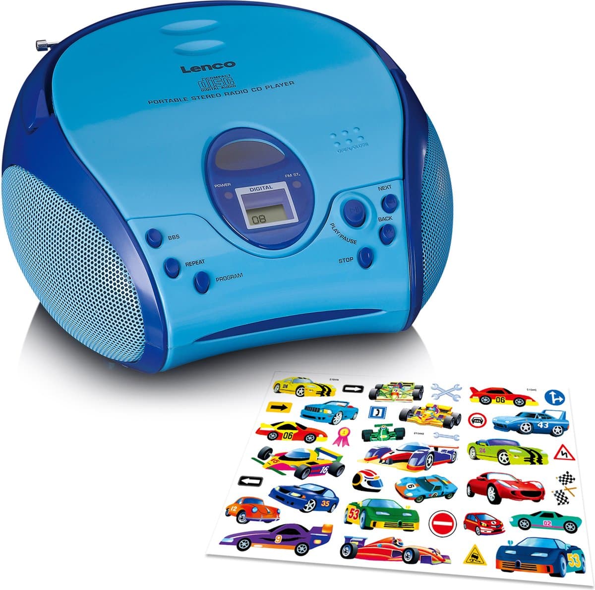 Lenco SCD-24 KIDS - Draagbare cd speler en radio voor kinderen - Inclusief stickervel - Blauw — afbeelding 1