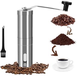 1 stuk - Handkoffiezetapparaat - Koffiemolen - Zilver - Handmatige koffiemachine - Roestvrij staal - 4,8 * 4,8 * 18,8 cm - Roestvrijstalen koffiezetapparaat - Geschikt voor reizen, thuis en kamperen - Geschikt voor espresso en French press koffie — thumbnail 1