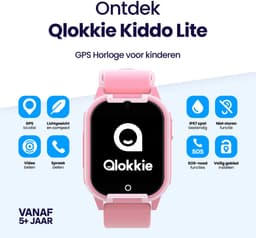 Qlokkie Kiddo Lite - GPS horloge kind - Smartwatch kinderen - GPS tracker kind met nauwkeurige locatiebepaling - GPS horloge kind met simkaart - Stel veilige zones in - SOS functie - Roze — thumbnail 2