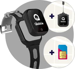 Qlokkie Kiddo GO PLUS - GPS Horloge kind - GPS Tracker kind - Videobellen - Veiligheidsgebied instellen - SOS Alarmfuncties - Smartwatch kinderen - Inclusief simkaart en mobiele app - Zwart — thumbnail 1