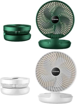 Tafelventilator - USB-ventilator - 90° opvouwbaar - Klein - Wandmontage - Draadloos - USB-oplaadbare ventilator - Met haak - Wit — thumbnail 3