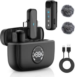 Strolox® Draadloze Microfoon - 2 Stuks - Oplaadcase - Lavalier - Windshields - Dasspeld - Lange Batterij - USB-C/Lightning - Plug & Play — thumbnail 1