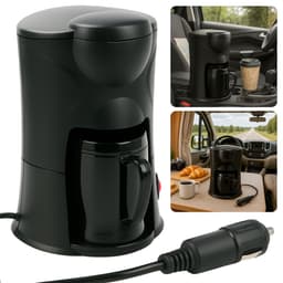Cheqo® Koffiezetapparaat voor Auto 12V - Draagbare Koffiemachine met Autostekker – Reiskoffiezetapparaat voor Kamperen, Caravan & Vakantie – Compacte Elektrische Koffiezetter – Koffie Onderweg – Espressomachine 12V — thumbnail 1