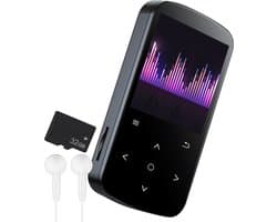 Nuvance MP3 Speler met Bluetooth - Touchscreen - Incl. Oordopjes & 32GB SD Kaart - Voice Recorder Digitaal - Zwart