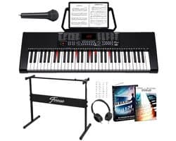 Finesse Keyboard Piano - Lichtgevende Toetsen - Statief & Accessoires - 61 Keys - Digitale Piano - Elektrische Piano - Kind