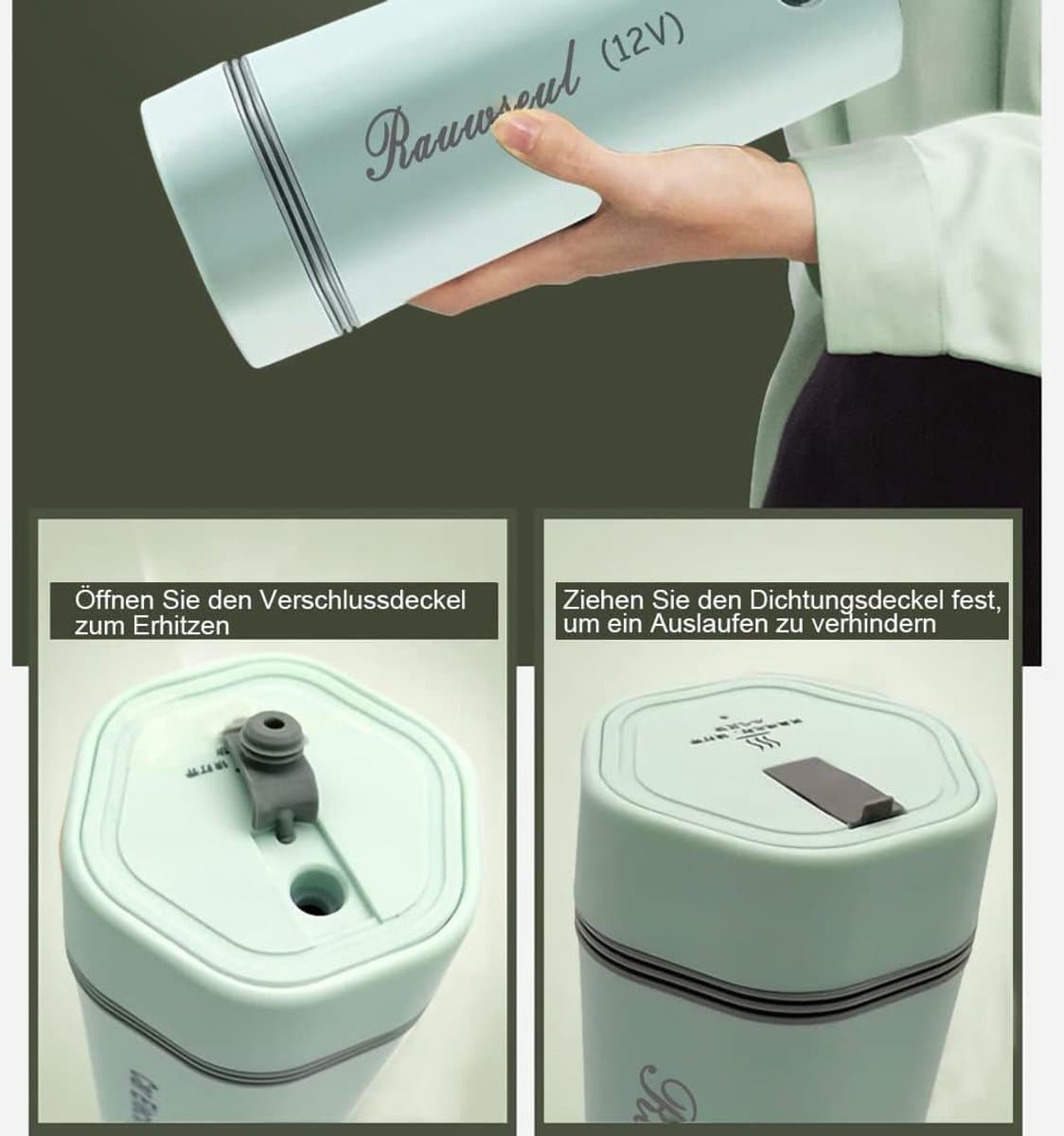 RFWR® Draagbare elektrische reisbeker voor auto - 350ml, 80W warmhoudfunctie — afbeelding 1