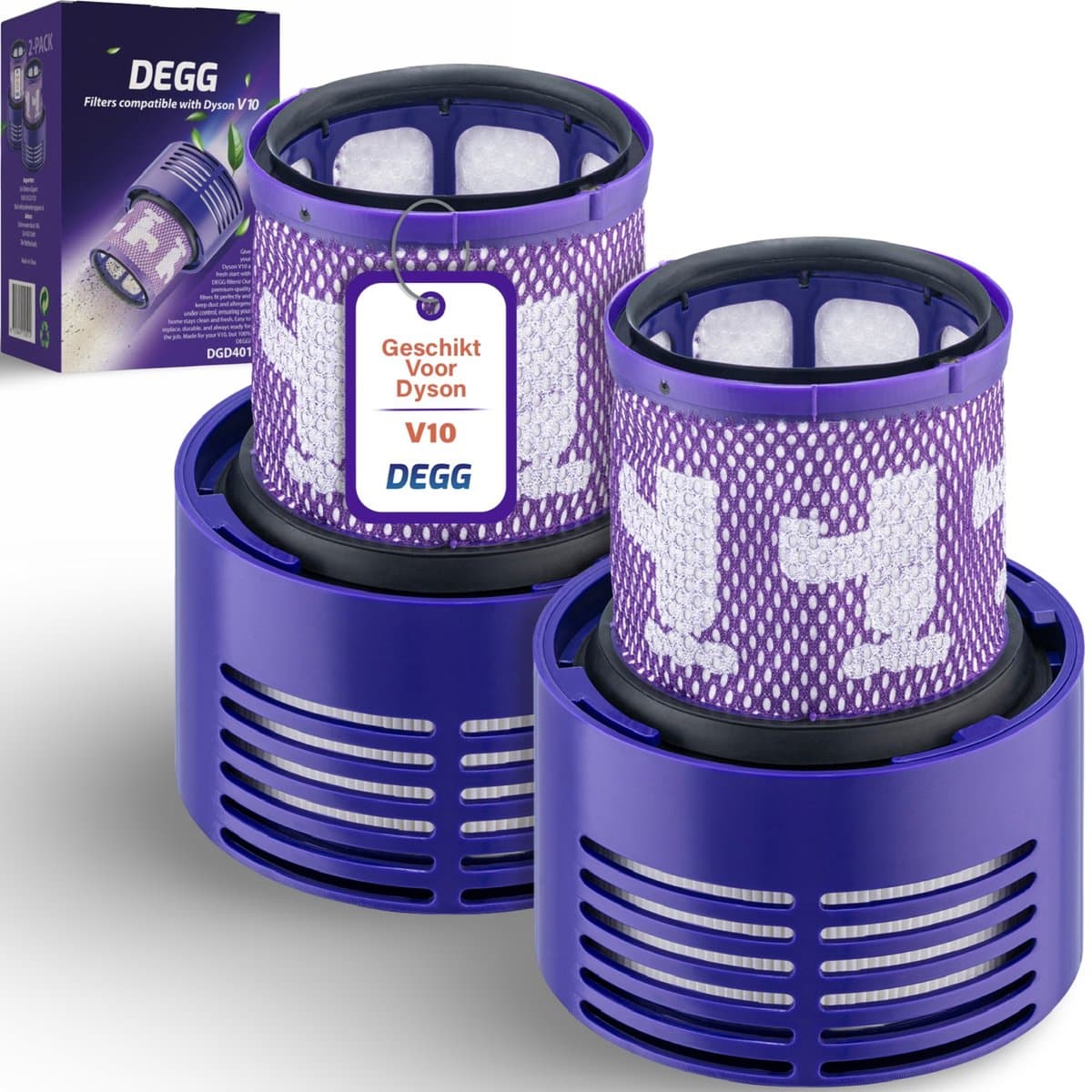 DEGG® - Hepa Filter Geschikt voor Dyson V10 - Wasbaar - Vervangt Dyson V10 Filter - Onderdelen - Duurzaam - Premium Kwaliteit - 2 STUK(S) CONTROLEER UW MODEL ! — afbeelding 1