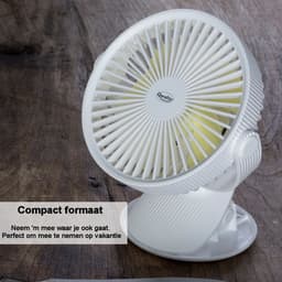 Ventilator met Clip - USB - 360° Draaibaar - Tafelventilator - Eenvoudige bevestiging - 2600 mAh Accu Batterij - Extra Stil - Wit - Qwality® — thumbnail 5