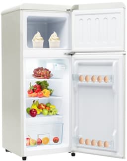 retrokoelkast, koel-vriescombinatie, 105,5 cm hoog, 41 cm breed, tweedeurig, met 92 liter totaal volume, 28 liter vriesvolume. Deurrek en glasrek. 116 kWh/jaar, -27掳C ~13掳C, LED-verlichting — thumbnail 1