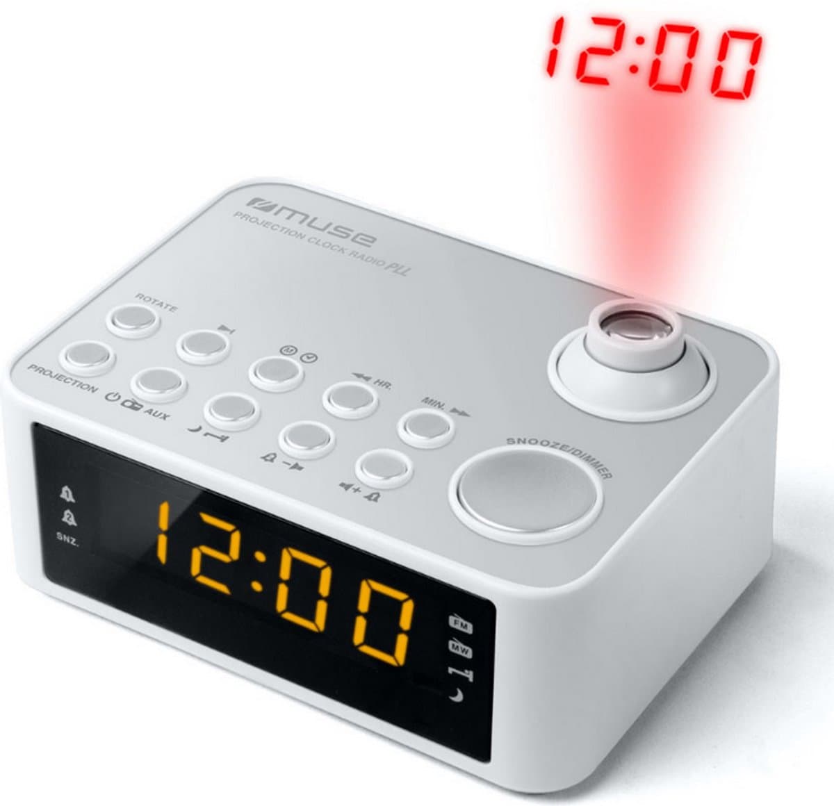 Muse M-178 PW wit wekker radio met projectie — afbeelding 1