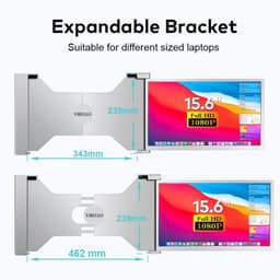 Virello® Draagbare dubbele Monitor – Full HD – Voor Laptops van 15.6" t/m 17.3" – Inclusief Hoes & Kabels – Grijs – 2025 — thumbnail 1