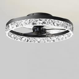 Luxe Plafondventilator - Plafondlampen - Plafondlamp met ventilator - Kroonluchter - Chandelier - Traploos dimbaar - 6 snelhedenDesign - Stijlvol - Woonkamer - Slaapkamer - Keuken - Zwart - 50 cm Diameter — thumbnail 1