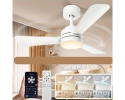 Livano Plafondventilator - Met Verlichting - Plafond Ventilator - Met Lamp - Plafonniere Met Ventilator - Met Licht - Wit - 70cm