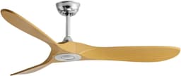 Bovista Plafondventilator - Met Verlichting - Plafond Ventilator - Met Lamp - Plafonniere Met Ventilator - Licht Hout/Zilver - 132cm — thumbnail 1