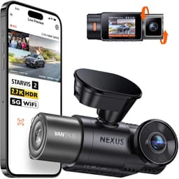 Vantrue N2X 2.7K Uber Dashcam Voor- en Binnenkant, 5G WiFi Dual Dashcam voor Auto met HDR IR Nachtzicht, STARVIS 2, GPS, 2,5K/60 FPS, LTE-ondersteuning, 24/7 Parkeerstand, Spraakbediening, Ondersteuning tot 512GB — thumbnail 1