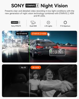Vantrue N2X 2.7K Uber Dashcam Voor- en Binnenkant, 5G WiFi Dual Dashcam voor Auto met HDR IR Nachtzicht, STARVIS 2, GPS, 2,5K/60 FPS, LTE-ondersteuning, 24/7 Parkeerstand, Spraakbediening, Ondersteuning tot 512GB — thumbnail 3