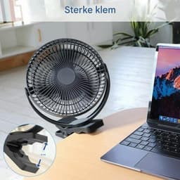 EXCITAT Ventilator - Clip On Ventilator - Stille Wandventilator - Draagbare - 4 Snelheden - 360° Rotatie - Voor Thuis, Kantoor, Kinderwagen, Camping, Kweektent - 10000 mAh - Zwart — thumbnail 2