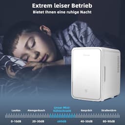 COSTWAY Mini koelkast, 10 L Draagbare AC / DC schoonheid koelkast met LED-spiegel, afneembare planken voor huidverzorging, make-up, drank, Compacte koelkast, Thermo-elektrische koeler / verwarming voor auto, slaapkamer — thumbnail 4