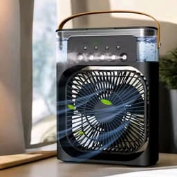 Retro LED Mist Ventilator – Nevel & Aroma – 3 Snelheden – Zwart — thumbnail 2