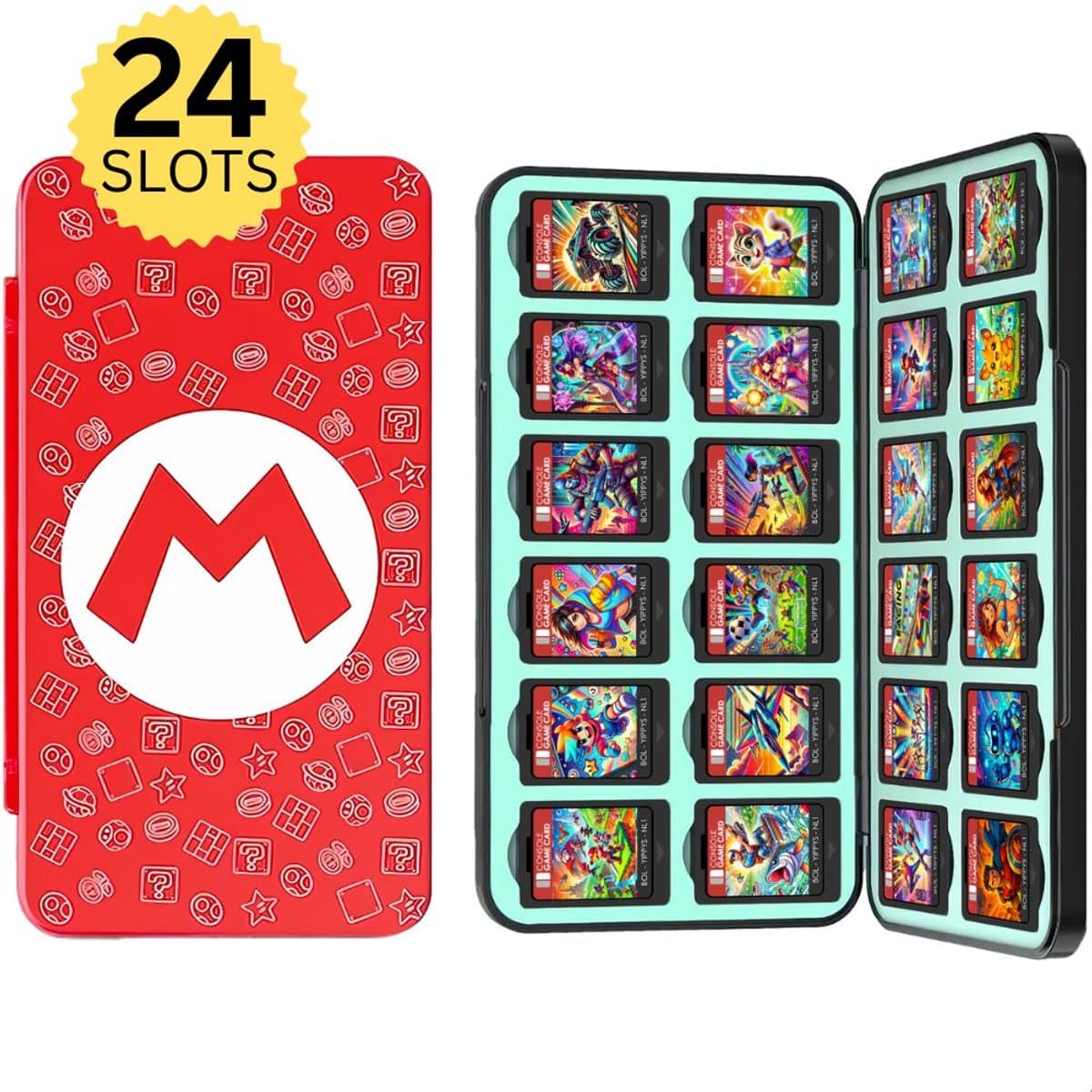 Xainy – Card case rood geschikt voor Nintendo Switch of Switch 2 games | Switch-games accessoires | Spellen game houder | Opberg travel box / opbergbox voor OLED / Lite consoles | Beschermhoes 24 card slots — afbeelding 1
