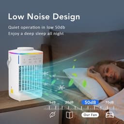 Mobiele airco -Mobiele airco zonder afvoerslang - Mobiele airco voor slaapkamer - 3-in-1 - Ventilator - Voor Slaapkamer & Woonkamer - 4 Snelheden - Airconditioning - Draagbare Aircooler - LED Verlichting - Draagbare airconditioner — thumbnail 5