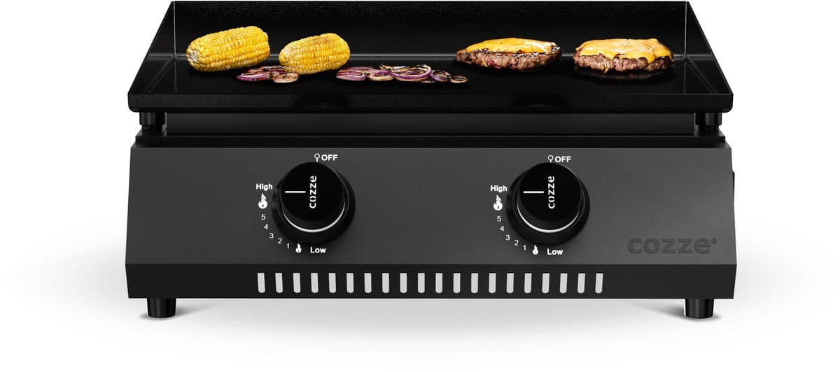 Cozze® G-400 Gas Plancha BBQ - 2 Gasbranders - Bakplaat BBQ voor Buiten Koken - Compacte Plancha Grill - 30 mbar - Outdoor Cooking — afbeelding 1